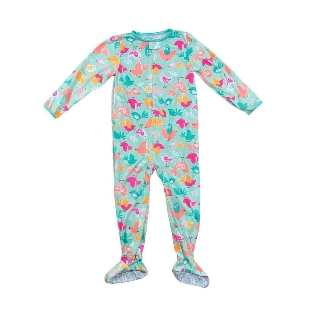 Carters girls bird print footed pajamas